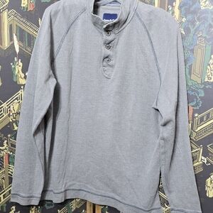 Tommy Bahama Flip Coast Pullover Sweater Mens L Snap Mock Neck Gray Long Sleeve